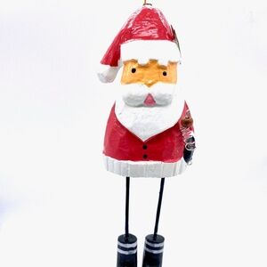 Hand Carved and Hand painted Santa Long Leg Ornament